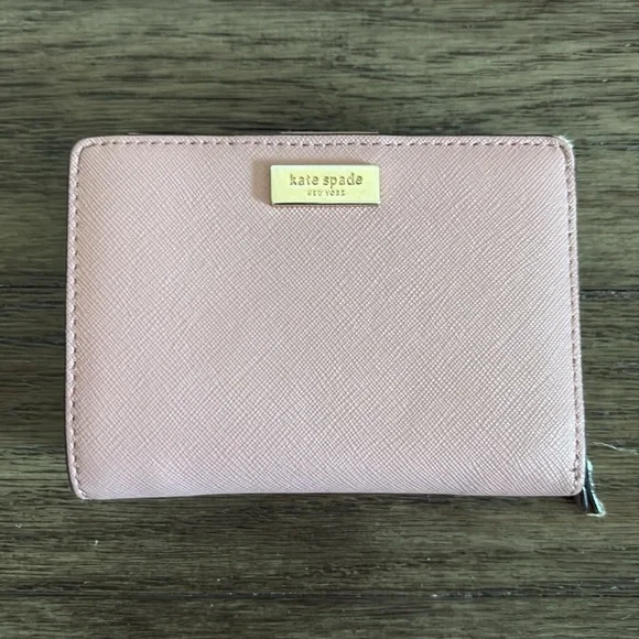 Lot of 2x [Kate Spade] Bi-Fold & Tri-Fold Pink Small Snap Button Close Wallets - Picture 2 of 16